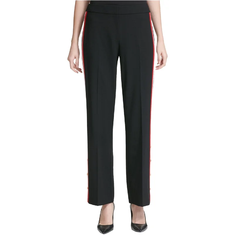 Calvin Klein Womens Side Snap Dress Pants, Black, 6