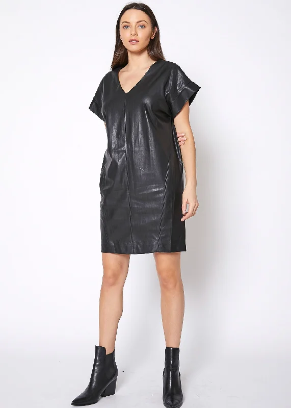 Women's Black PU Leather Dress