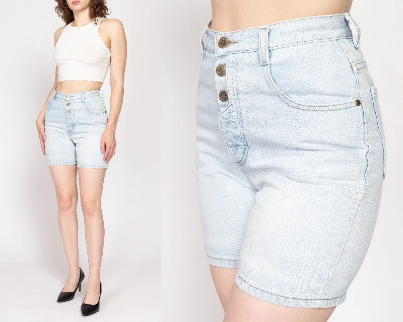 Small 90s Exposed Button Fly Light Wash Jean Shorts 27"