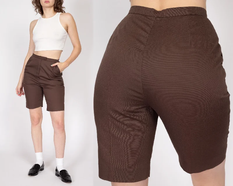 Small 70s Chocolate Brown High Waisted Curvy Fit Shorts 26.5"