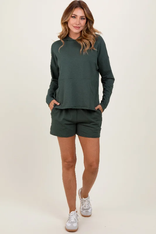 Forest Green Hoodie Shorts Set