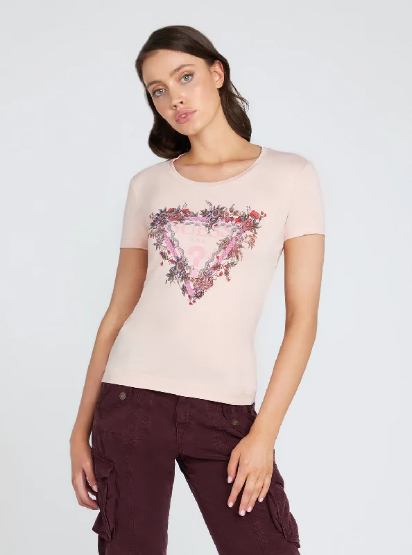 Eco Light Pink Flower Triangle Logo T-Shirt