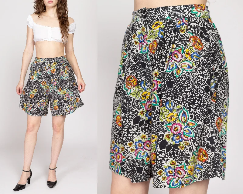 Med-Lrg 90s Silk Floral Print Shorts