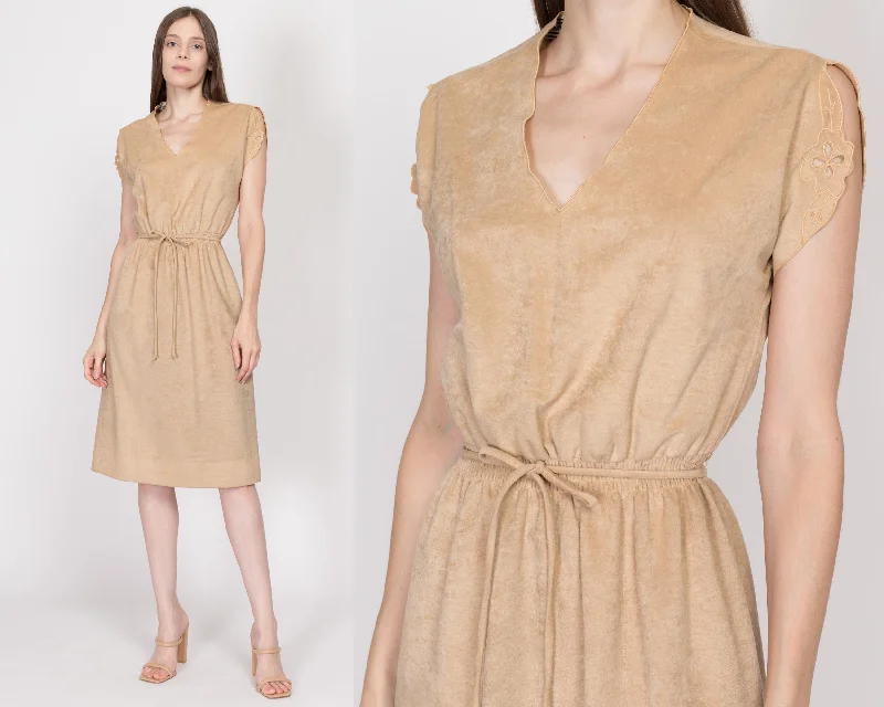 Small 70s Tan Ultrasuede Midi Dress