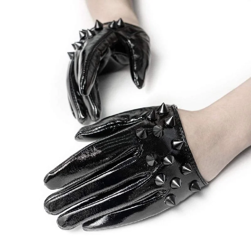 Women's Punk Rivets Faux Leather Gloves