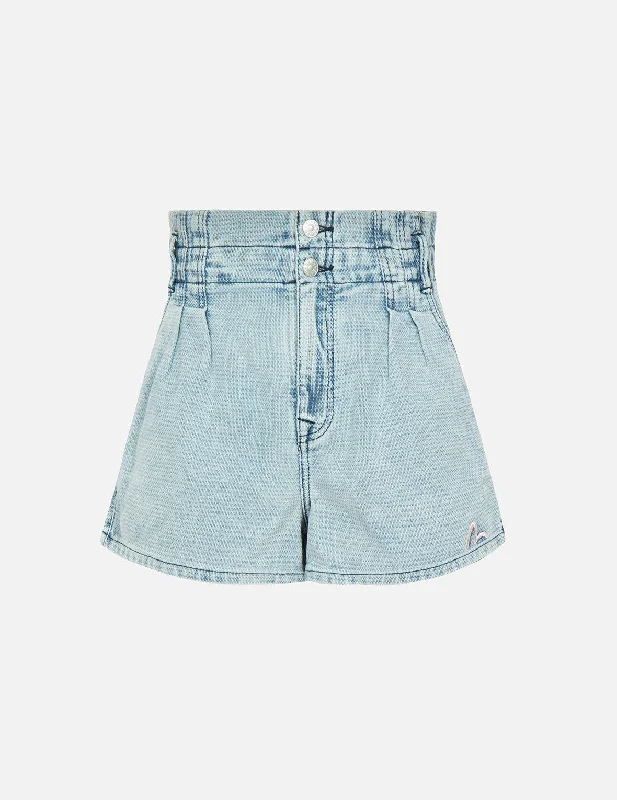 Seagull Embroidery Textured Jacquard Denim Shorts