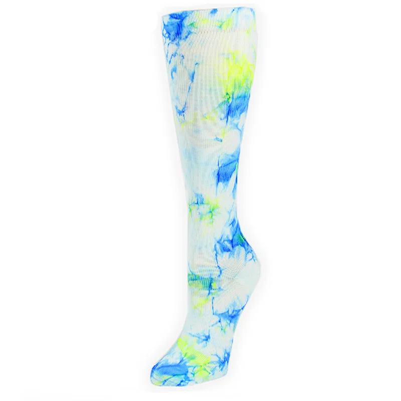 Women's Blue & Green Tie-Dye Compression Socks 92100