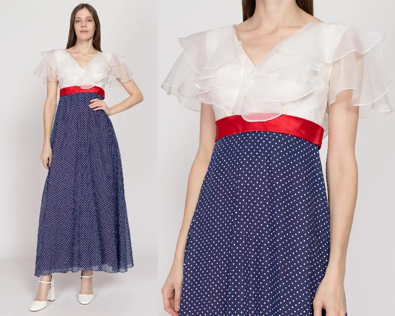 XS 60s Americana Chiffon Capelet Maxi Dress