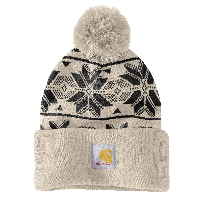 Women's Knit Pom Jacquard Beanie 106647