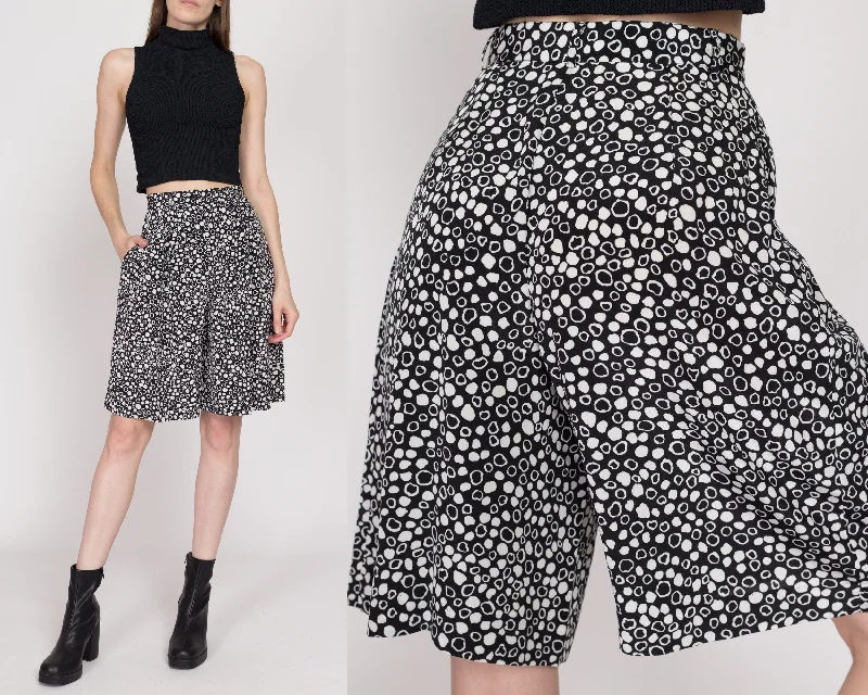 XS 90s Black & White Abstract Polka Dot Shorts 25"