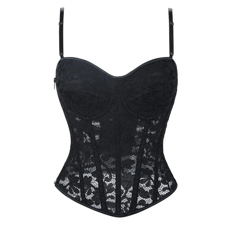 Women's Gothic Floral Lace Overbust Corsets