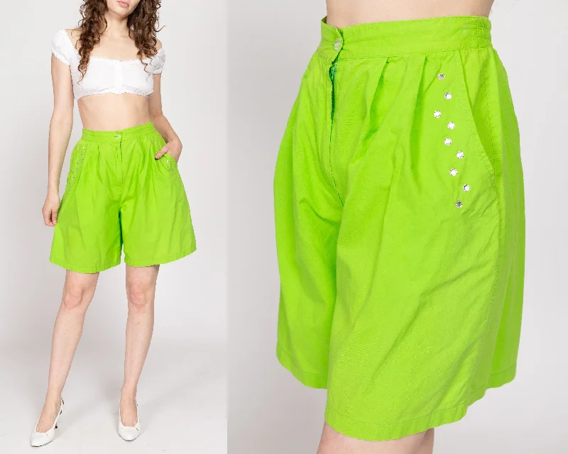 Medium 80s Lime Green Jeweled High Waisted Shorts