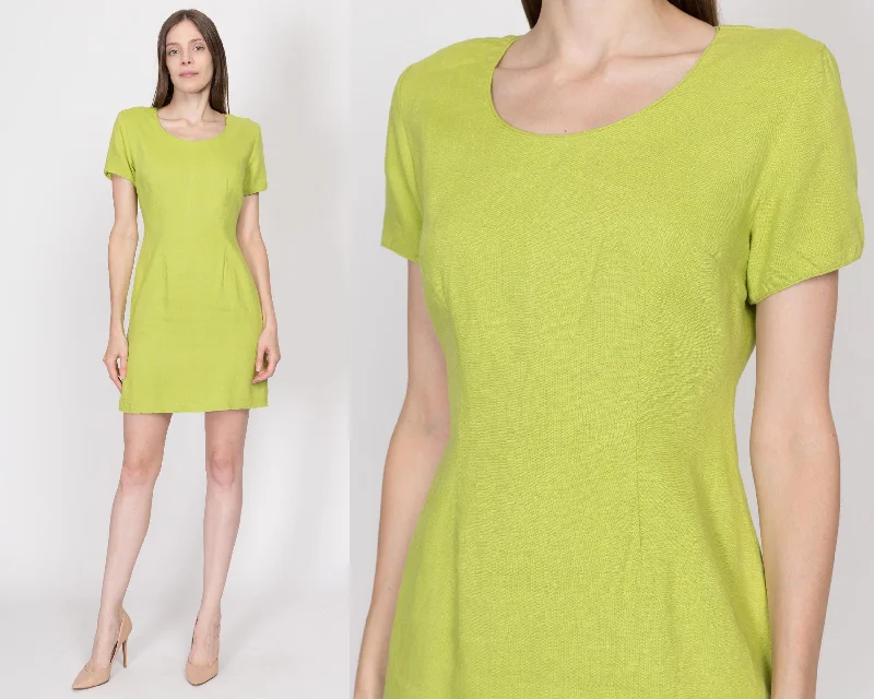 Petite Medium 80s Lime Green Mini Cocktail Dress