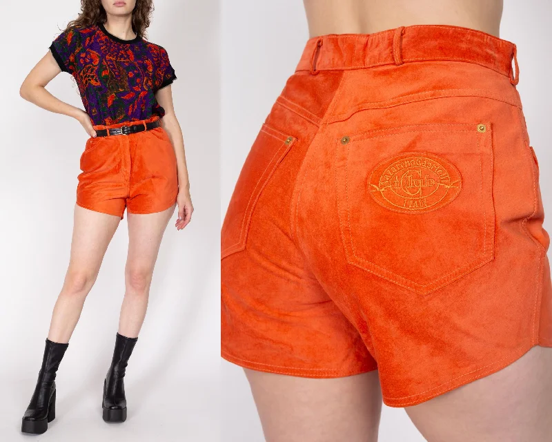 Medium 90s Orange Suede Leather Shorts 29.5", As Is