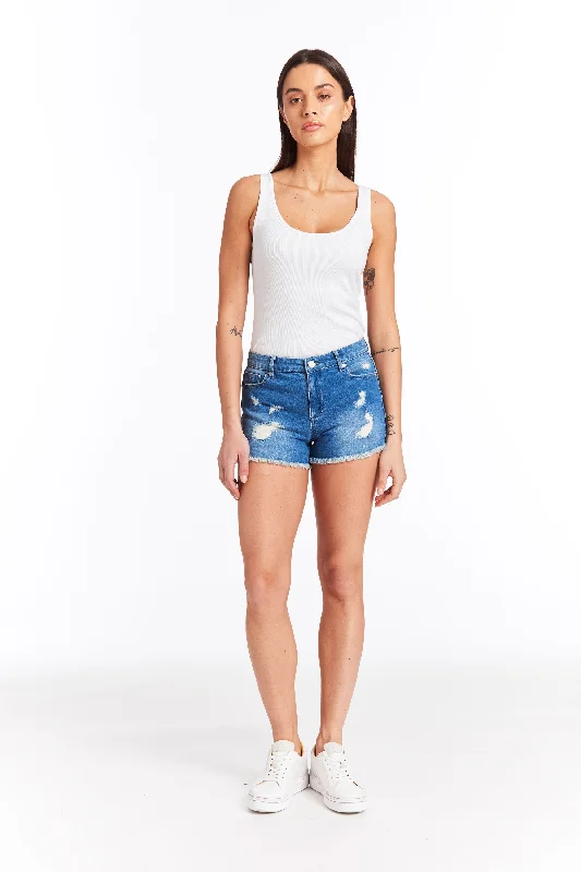 Brittany - Fray Hem Shorts With Destruction