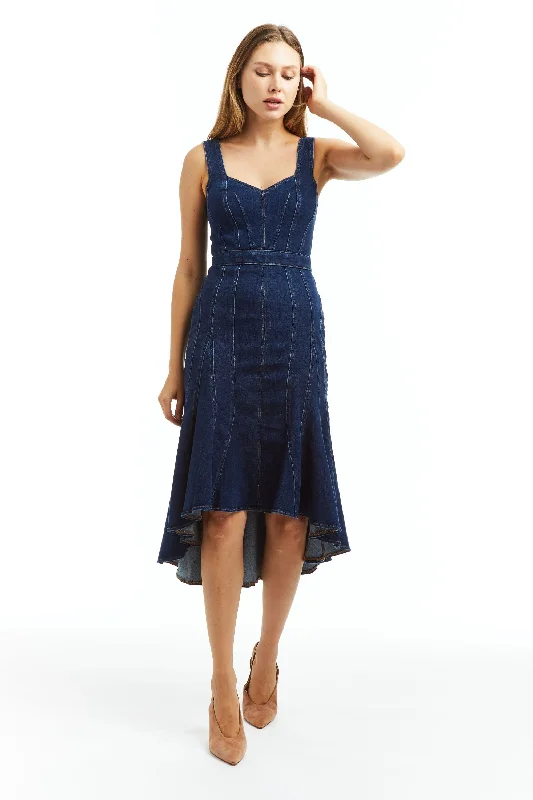 Hourglass Paneled High Low Hem Dress