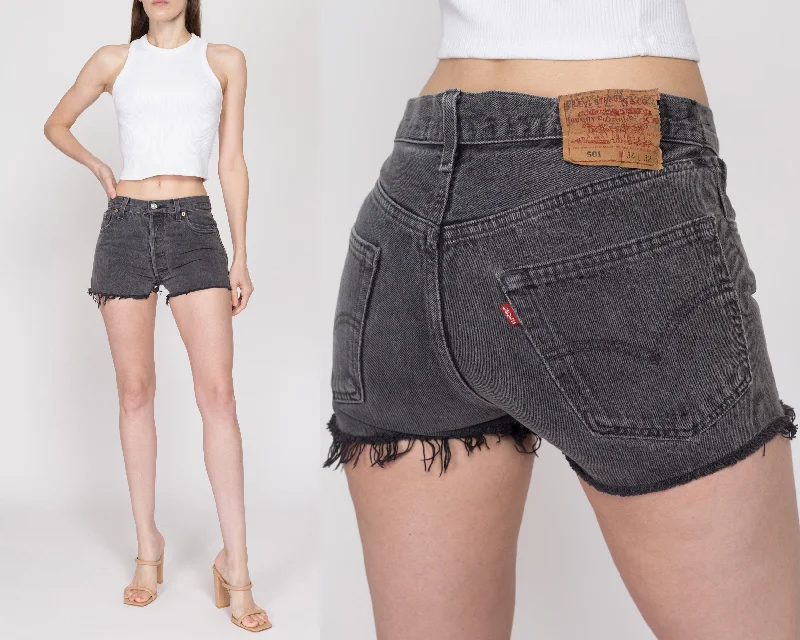 Small 90s Levis 501 Black Cut Off Jean Shorts 29"