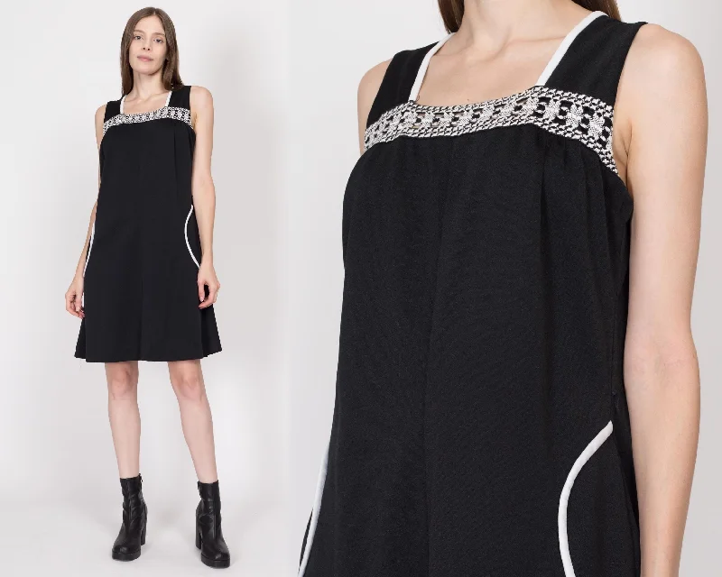 Med-Lrg 70s Mod Black & White Mini Tent Dress